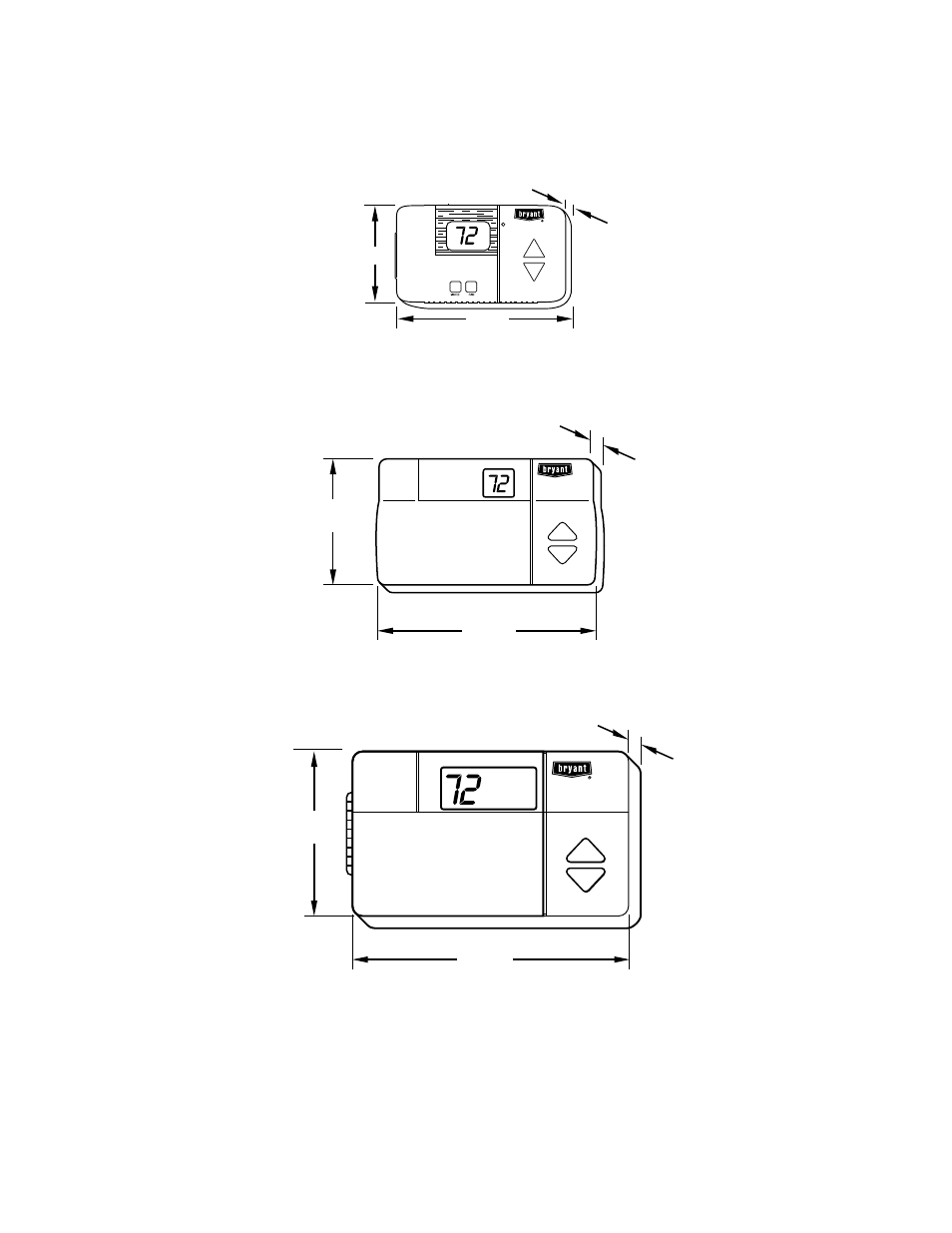 Dimensions | Bryant TSTAT User Manual | Page 3 / 8