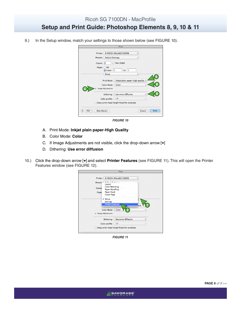 Ricoh sg 7100dn - macprofile | Xpres SubliJet R Ricoh SG7100DN (Mac ICC Profile Setup): Print & Setup Guide Photoshop Elements 8 - 10 User Manual | Page 6 / 9