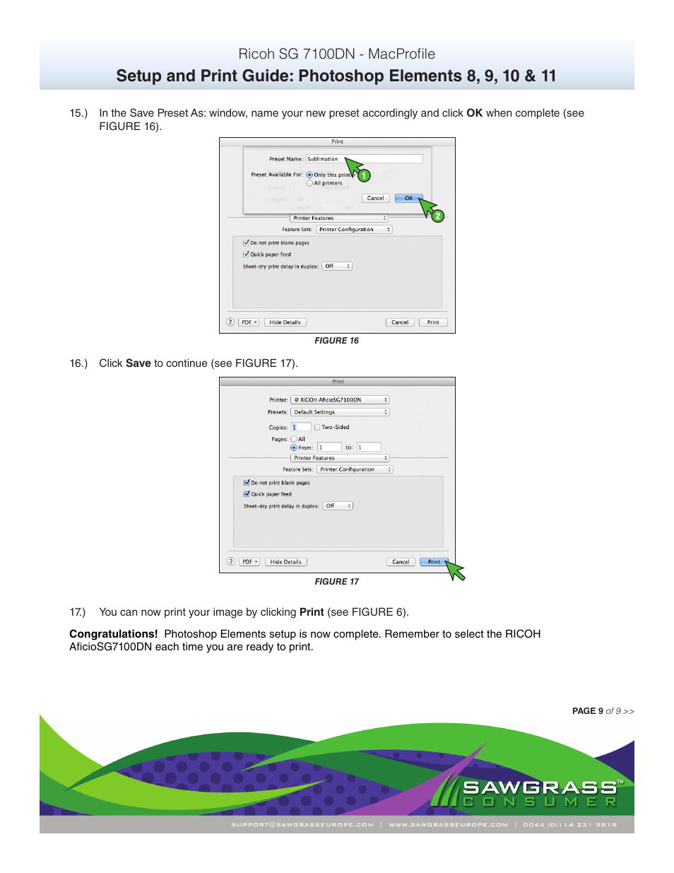 Ricoh sg 7100dn - macprofile | Xpres SubliJet R Ricoh SG7100DN (Mac ICC Profile Setup): Print & Setup Guide Photoshop Elements 8 - 10 User Manual | Page 9 / 9