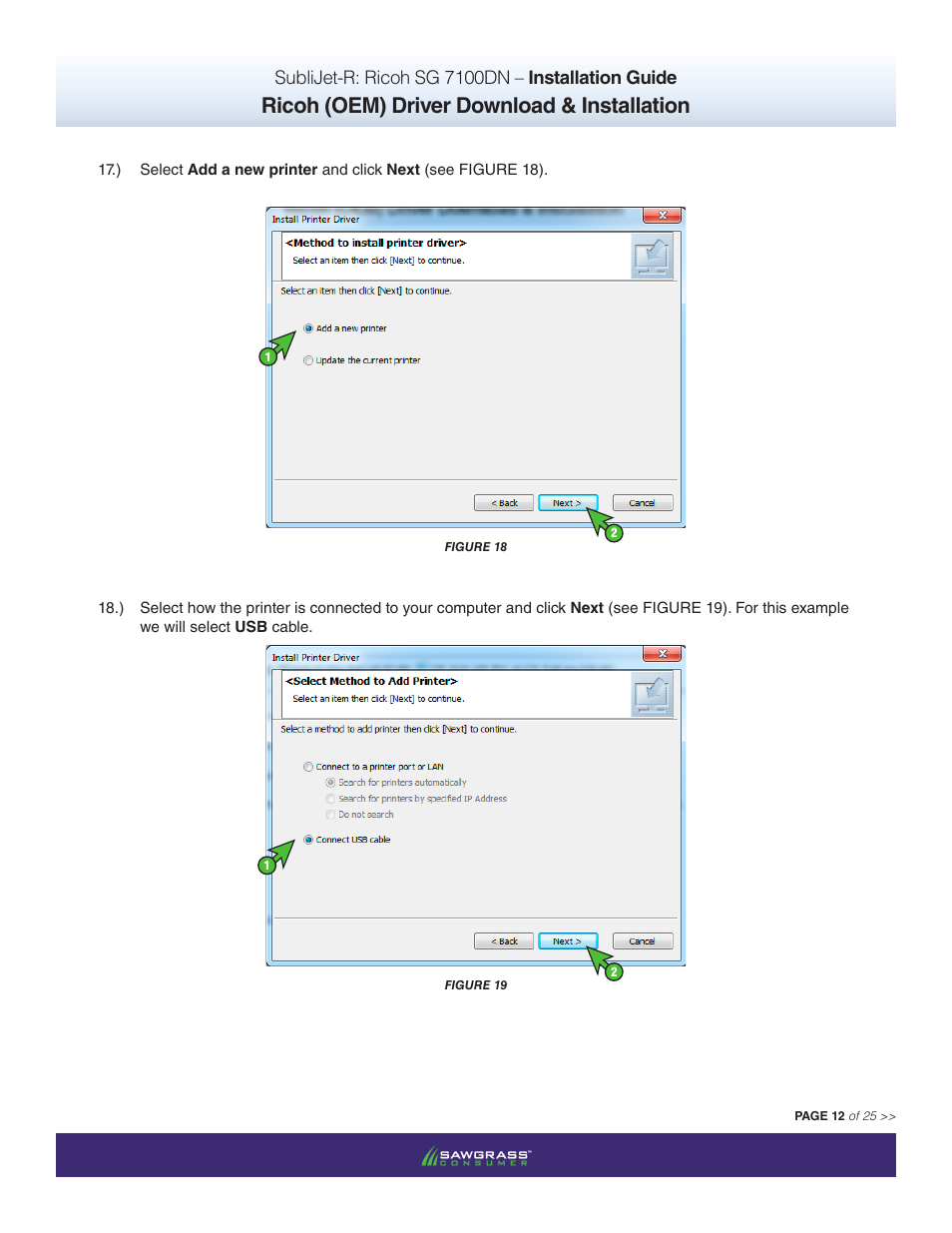 Ricoh (oem) driver download & installation, Sublijet-r: ricoh sg 7100dn – installation guide | Xpres SubliJet R Ricoh SG7100DN (Windows ICC Profile Setup): Printer/Profile Installation Guide User Manual | Page 12 / 25