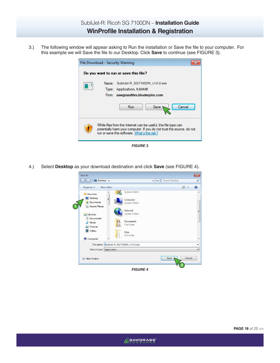 Winprofile installation & registration, Sublijet-r: ricoh sg 7100dn – installation guide | Xpres SubliJet R Ricoh SG7100DN (Windows ICC Profile Setup): Printer/Profile Installation Guide User Manual | Page 18 / 25