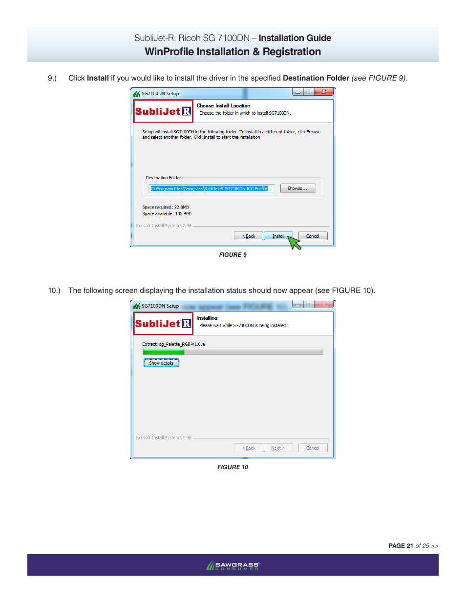 Winprofile installation & registration | Xpres SubliJet R Ricoh SG7100DN (Windows ICC Profile Setup): Printer/Profile Installation Guide User Manual | Page 21 / 25