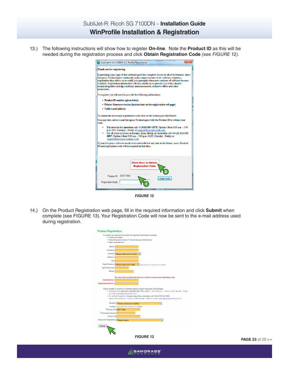 Winprofile installation & registration, Sublijet-r: ricoh sg 7100dn – installation guide | Xpres SubliJet R Ricoh SG7100DN (Windows ICC Profile Setup): Printer/Profile Installation Guide User Manual | Page 23 / 25