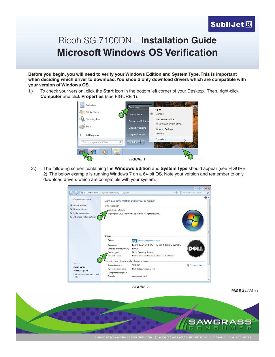 Microsoft windows os verification, Ricoh sg 7100dn – installation guide | Xpres SubliJet R Ricoh SG7100DN (Windows ICC Profile Setup): Printer/Profile Installation Guide User Manual | Page 3 / 25