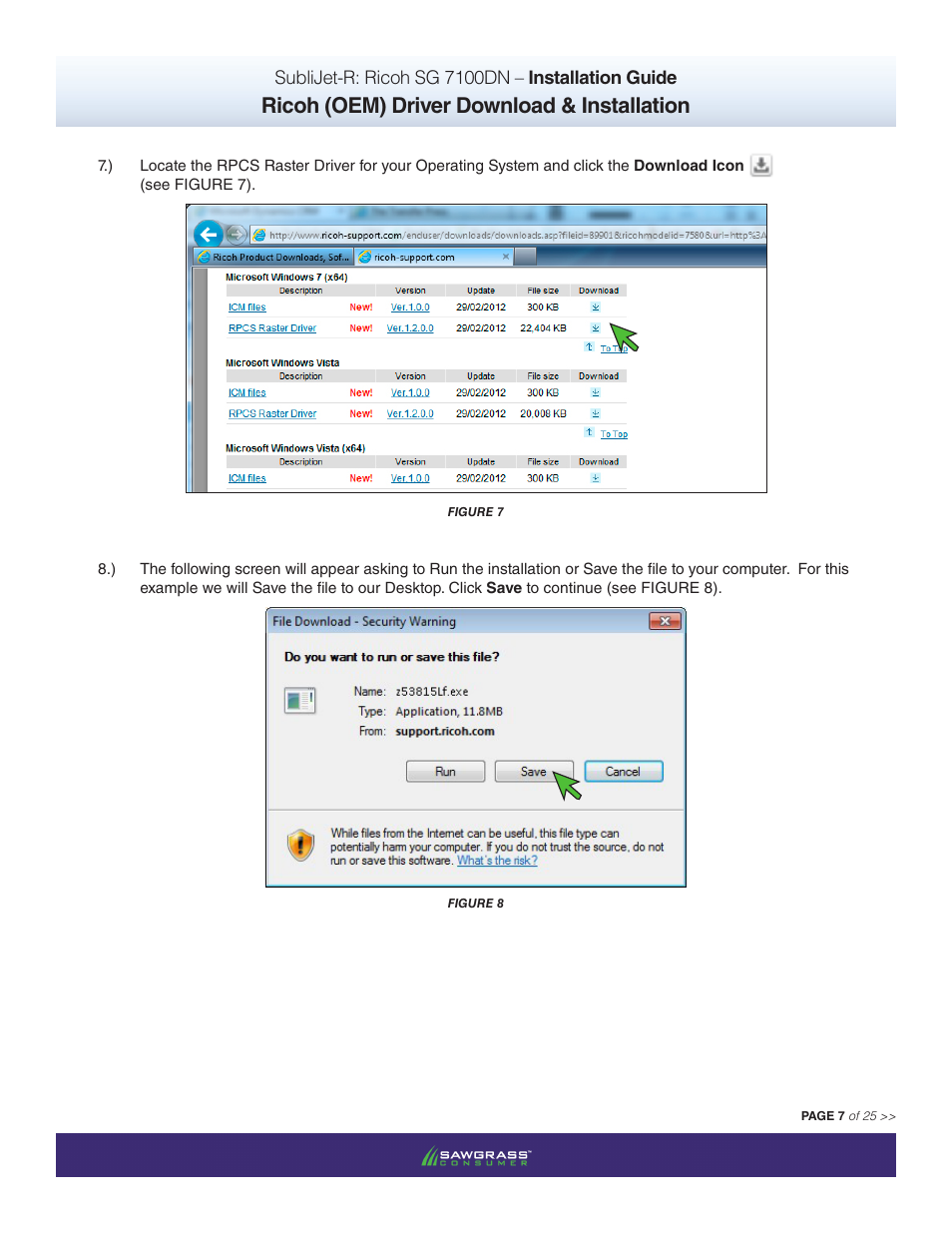 Ricoh (oem) driver download & installation | Xpres SubliJet R Ricoh SG7100DN (Windows ICC Profile Setup): Printer/Profile Installation Guide User Manual | Page 7 / 25