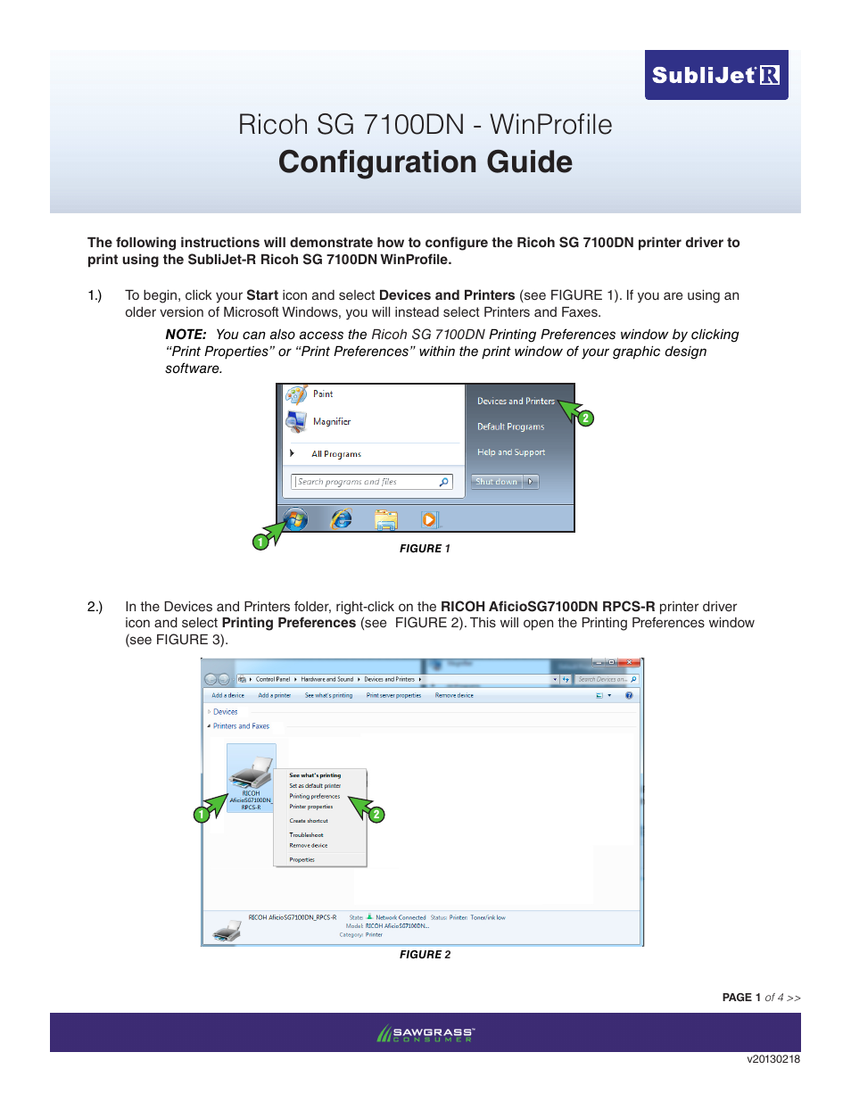 Xpres SubliJet R Ricoh SG7100DN (Windows ICC Profile Setup): Driver Configuration User Manual | 4 pages