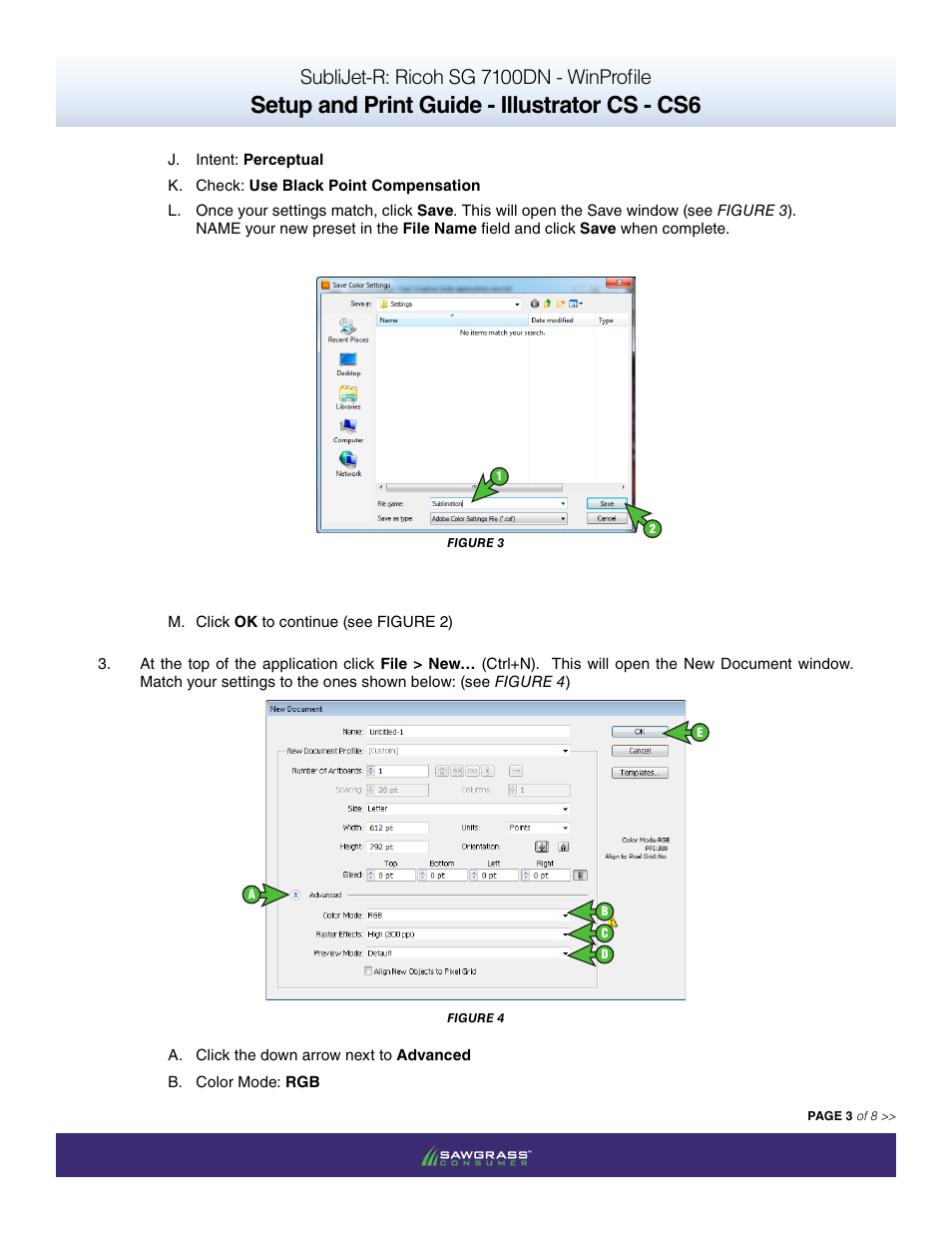 Setup and print guide - illustrator cs - cs6, Sublijet-r: ricoh sg 7100dn - winprofile | Xpres SubliJet R Ricoh SG7100DN (Windows ICC Profile Setup): Print & Setup Guide Adobe Illustrator CS - CS6 User Manual | Page 3 / 8