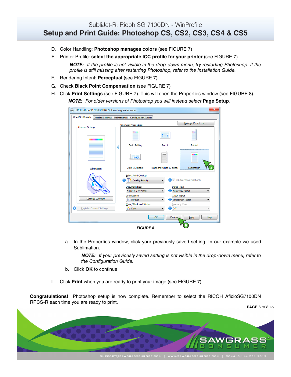 Sublijet-r: ricoh sg 7100dn - winprofile | Xpres SubliJet R Ricoh SG7100DN (Windows ICC Profile Setup): Print & Setup Guide Adobe Photoshop CS - CS5 User Manual | Page 6 / 6