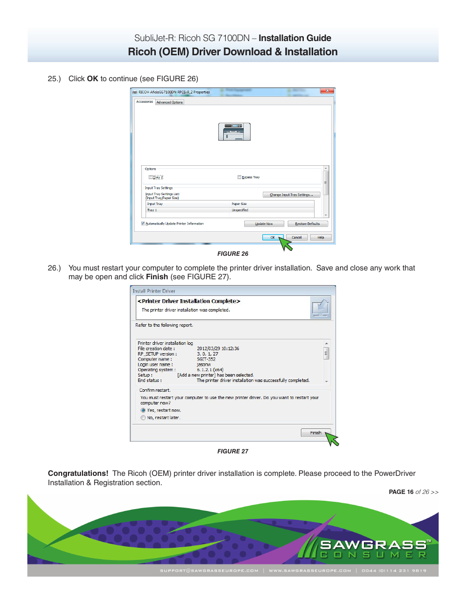 Ricoh (oem) driver download & installation | Xpres SubliJet R Ricoh SG7100DN (Windows Power Driver Setup): Power Driver Installation Guide User Manual | Page 16 / 26