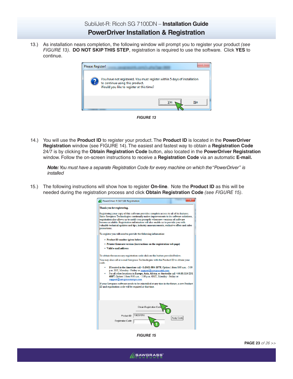 Powerdriver installation & registration | Xpres SubliJet R Ricoh SG7100DN (Windows Power Driver Setup): Power Driver Installation Guide User Manual | Page 23 / 26