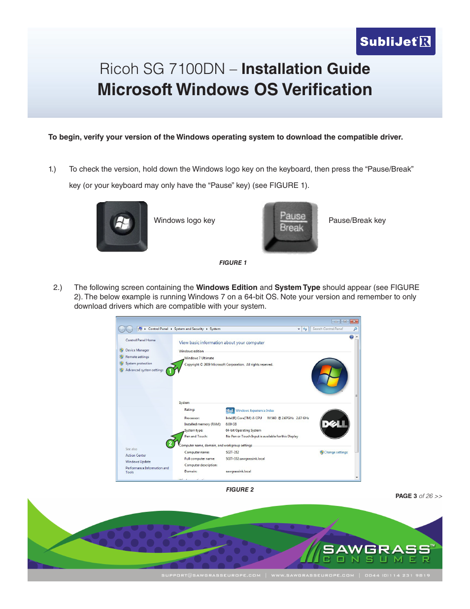 Microsoft windows os verification, Ricoh sg 7100dn – installation guide | Xpres SubliJet R Ricoh SG7100DN (Windows Power Driver Setup): Power Driver Installation Guide User Manual | Page 3 / 26