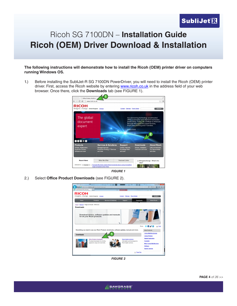 Ricoh (oem) driver download & installation, Ricoh sg 7100dn – installation guide | Xpres SubliJet R Ricoh SG7100DN (Windows Power Driver Setup): Power Driver Installation Guide User Manual | Page 4 / 26