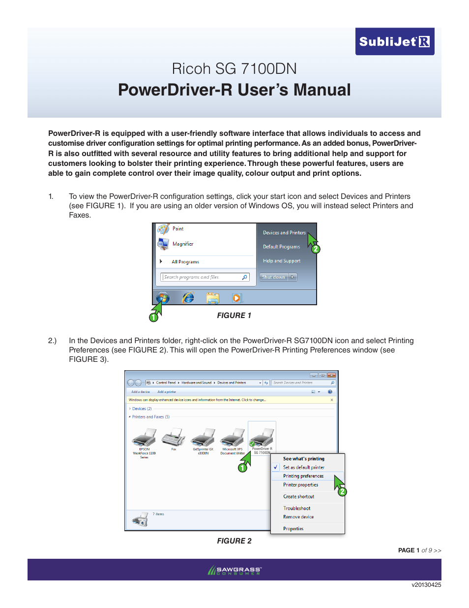 Powerdriver-r user’s manual, Ricoh sg 7100dn | Xpres SubliJet R Ricoh SG7100DN (Windows Power Driver Setup): Power Driver User Manual for Windows XP, Vista & 7 User Manual | Page 2 / 10