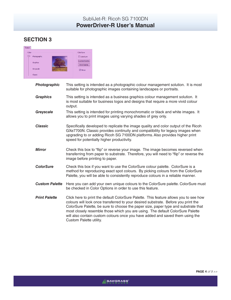 Powerdriver-r user’s manual, Sublijet-r: ricoh sg 7100dn | Xpres SubliJet R Ricoh SG7100DN (Windows Power Driver Setup): Power Driver User Manual for Windows XP, Vista & 7 User Manual | Page 5 / 10