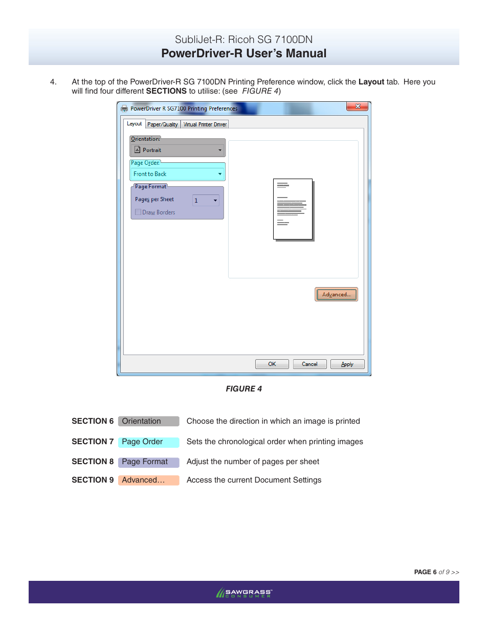 Powerdriver-r user’s manual, Sublijet-r: ricoh sg 7100dn | Xpres SubliJet R Ricoh SG7100DN (Windows Power Driver Setup): Power Driver User Manual for Windows XP, Vista & 7 User Manual | Page 7 / 10