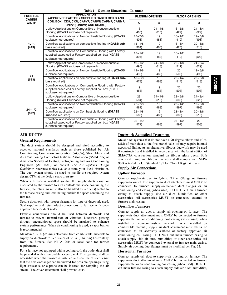 Air ducts | Bryant 355CAV User Manual | Page 21 / 62