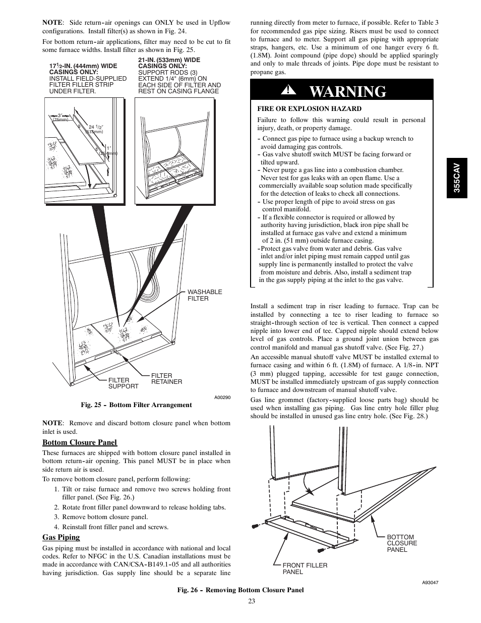 Warning | Bryant 355CAV User Manual | Page 23 / 62