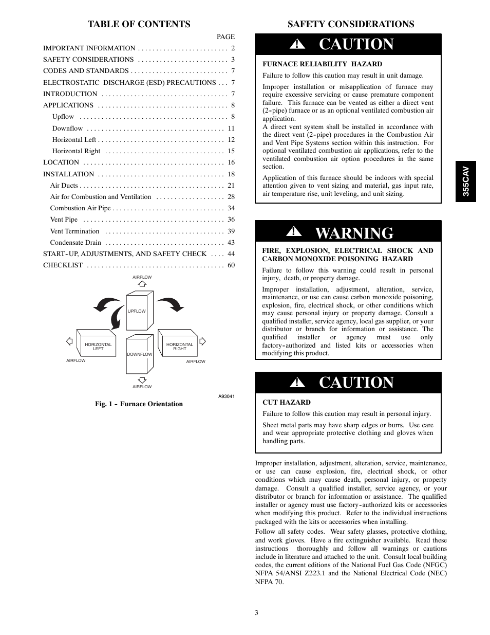 Bryant 355CAV User Manual | Page 3 / 62