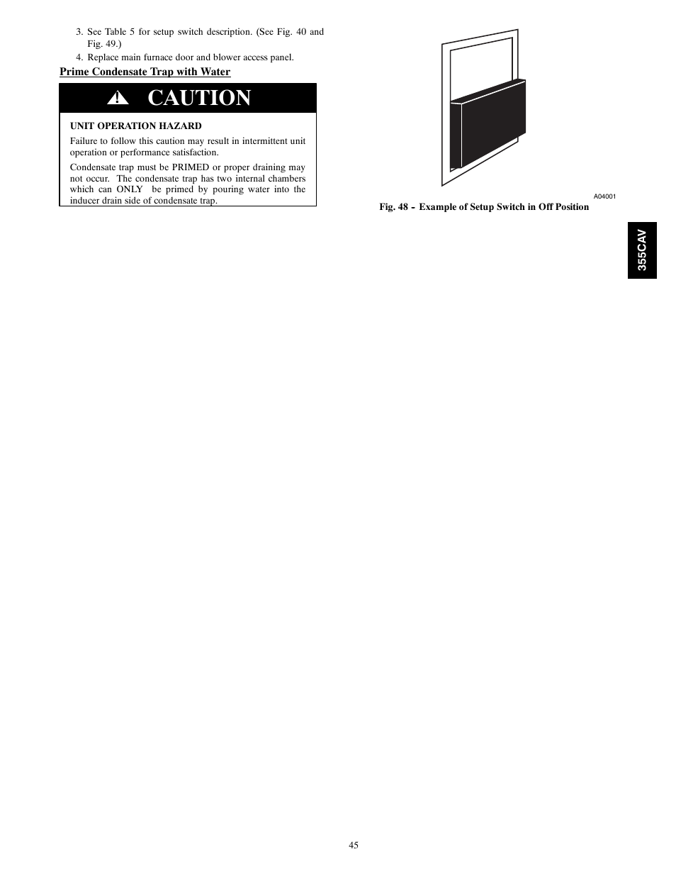 Caution | Bryant 355CAV User Manual | Page 45 / 62