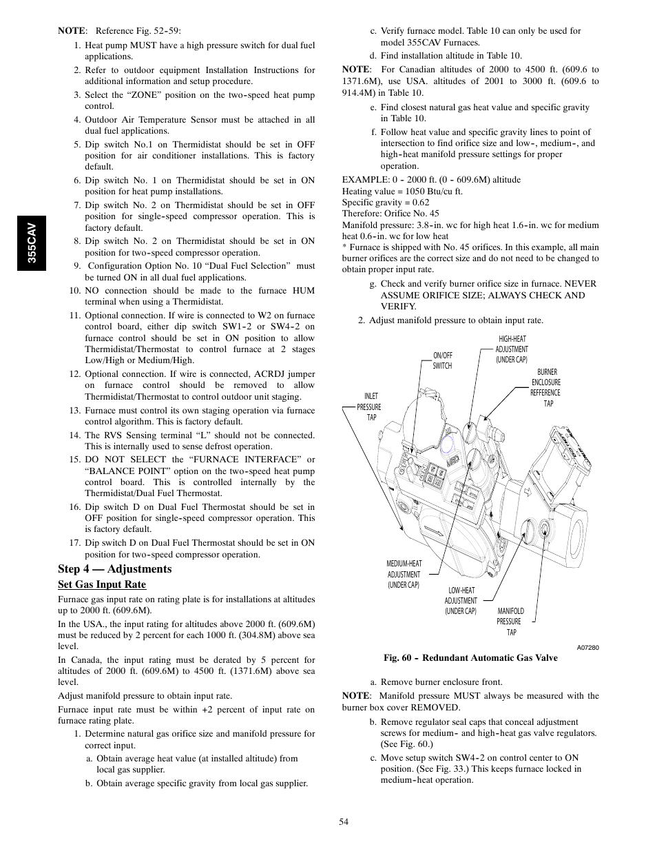 Step 4 — adjustments | Bryant 355CAV User Manual | Page 54 / 62
