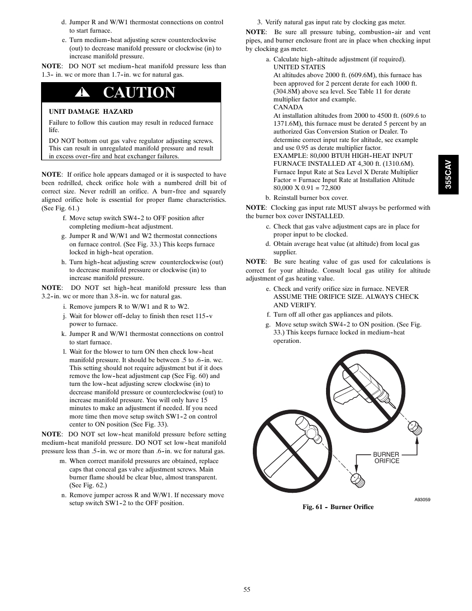 Caution | Bryant 355CAV User Manual | Page 55 / 62