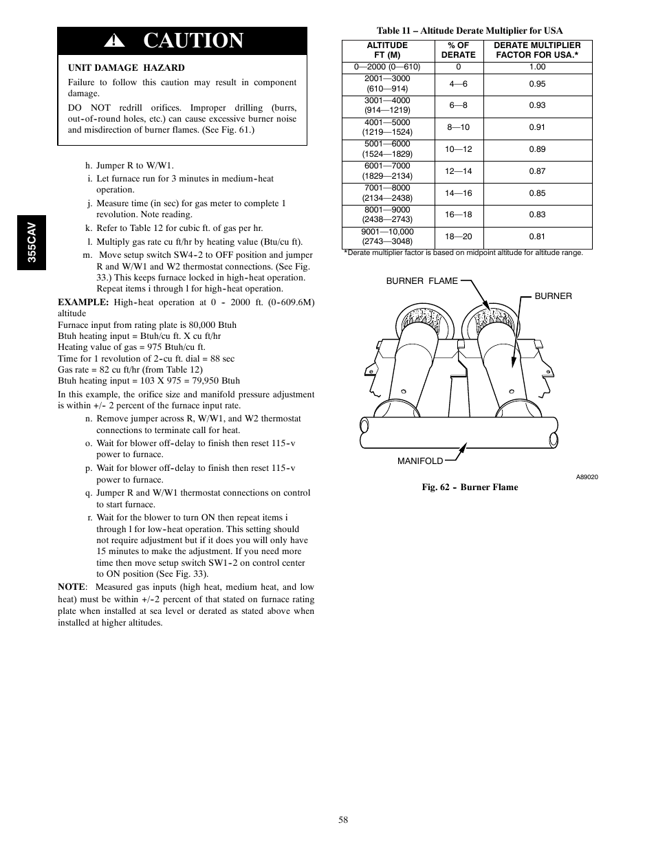 Caution | Bryant 355CAV User Manual | Page 58 / 62