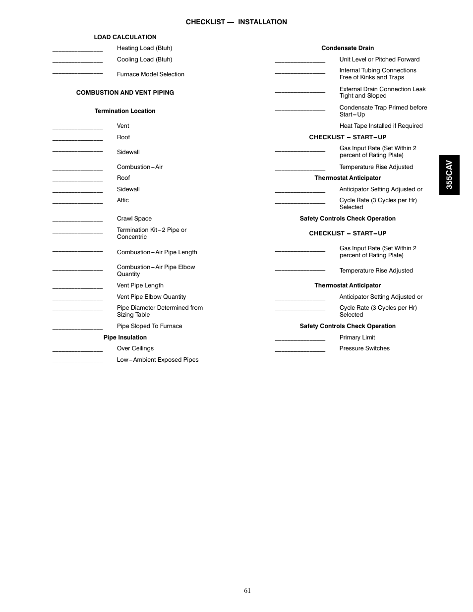 Bryant 355CAV User Manual | Page 61 / 62