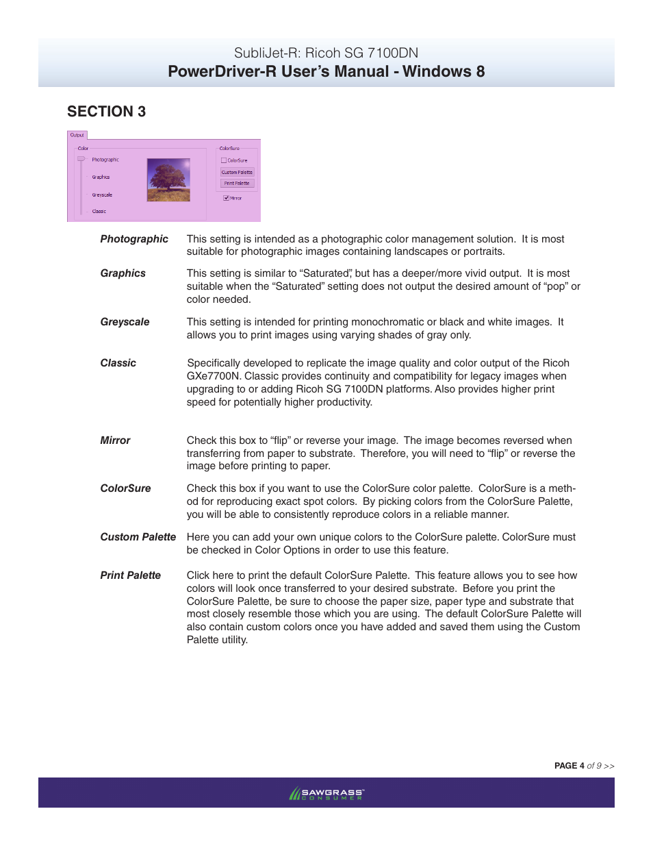 Powerdriver-r user’s manual - windows 8, Sublijet-r: ricoh sg 7100dn | Xpres SubliJet R Ricoh SG7100DN (Windows Power Driver Setup): Power Driver User Manual for Windows 8 User Manual | Page 5 / 10