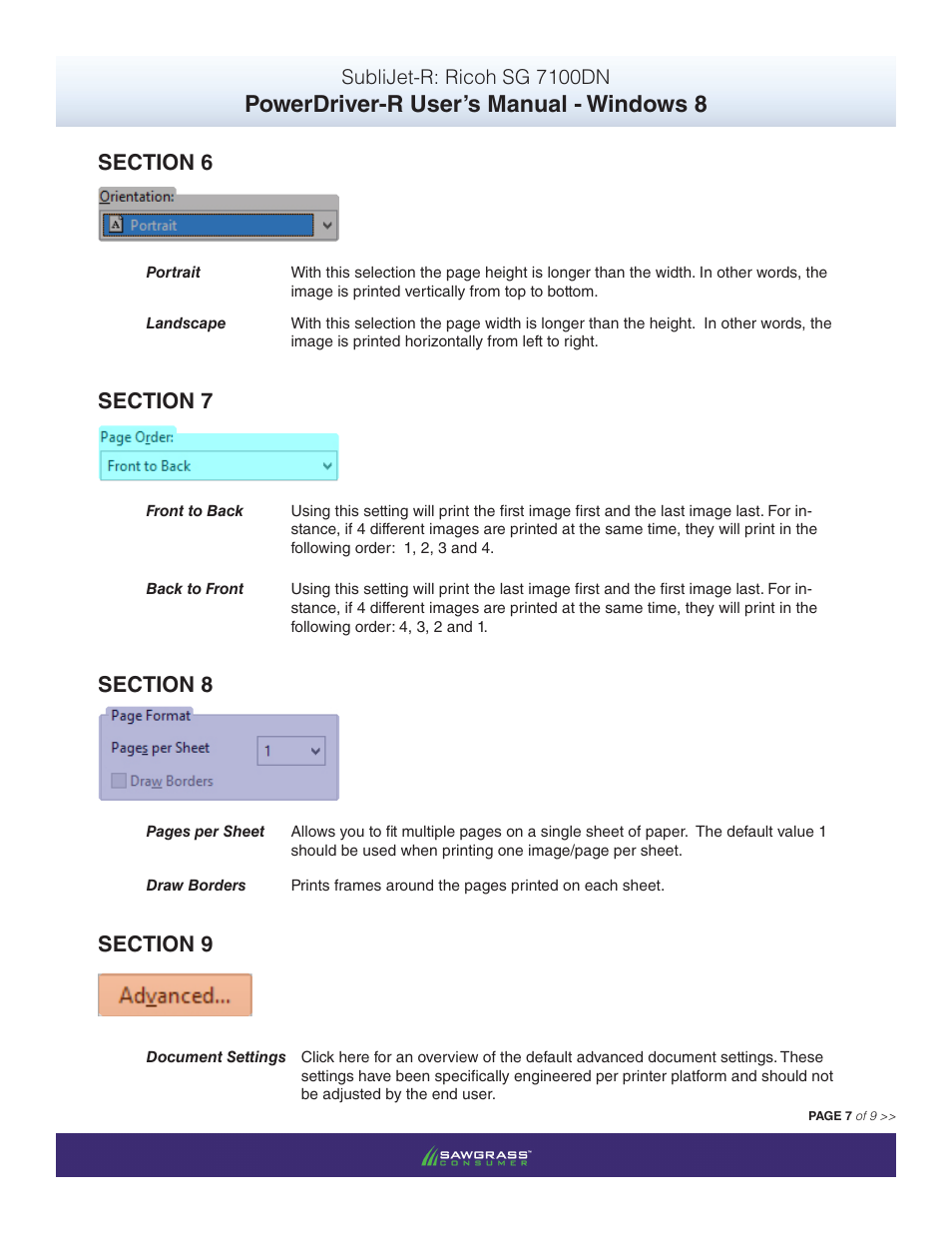 Powerdriver-r user’s manual - windows 8, Sublijet-r: ricoh sg 7100dn | Xpres SubliJet R Ricoh SG7100DN (Windows Power Driver Setup): Power Driver User Manual for Windows 8 User Manual | Page 8 / 10