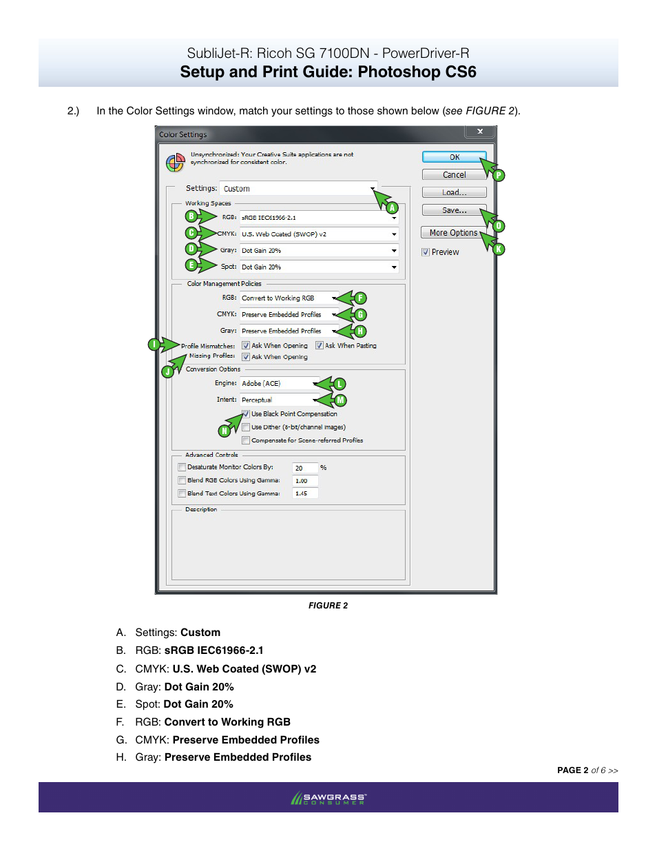 Setup and print guide: photoshop cs6, Sublijet-r: ricoh sg 7100dn - powerdriver-r | Xpres SubliJet R Ricoh SG7100DN (Windows Power Driver Setup): Print & Setup Guide Adobe Photoshop CS6 User Manual | Page 2 / 6