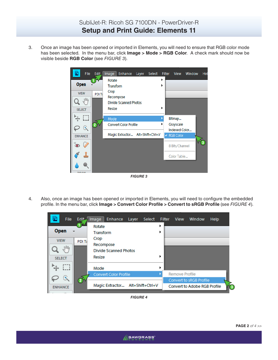 Setup and print guide: elements 11, Sublijet-r: ricoh sg 7100dn - powerdriver-r | Xpres SubliJet R Ricoh SG7100DN (Windows Power Driver Setup): Print & Setup Guide Adobe Photoshop Elements 11 User Manual | Page 2 / 4