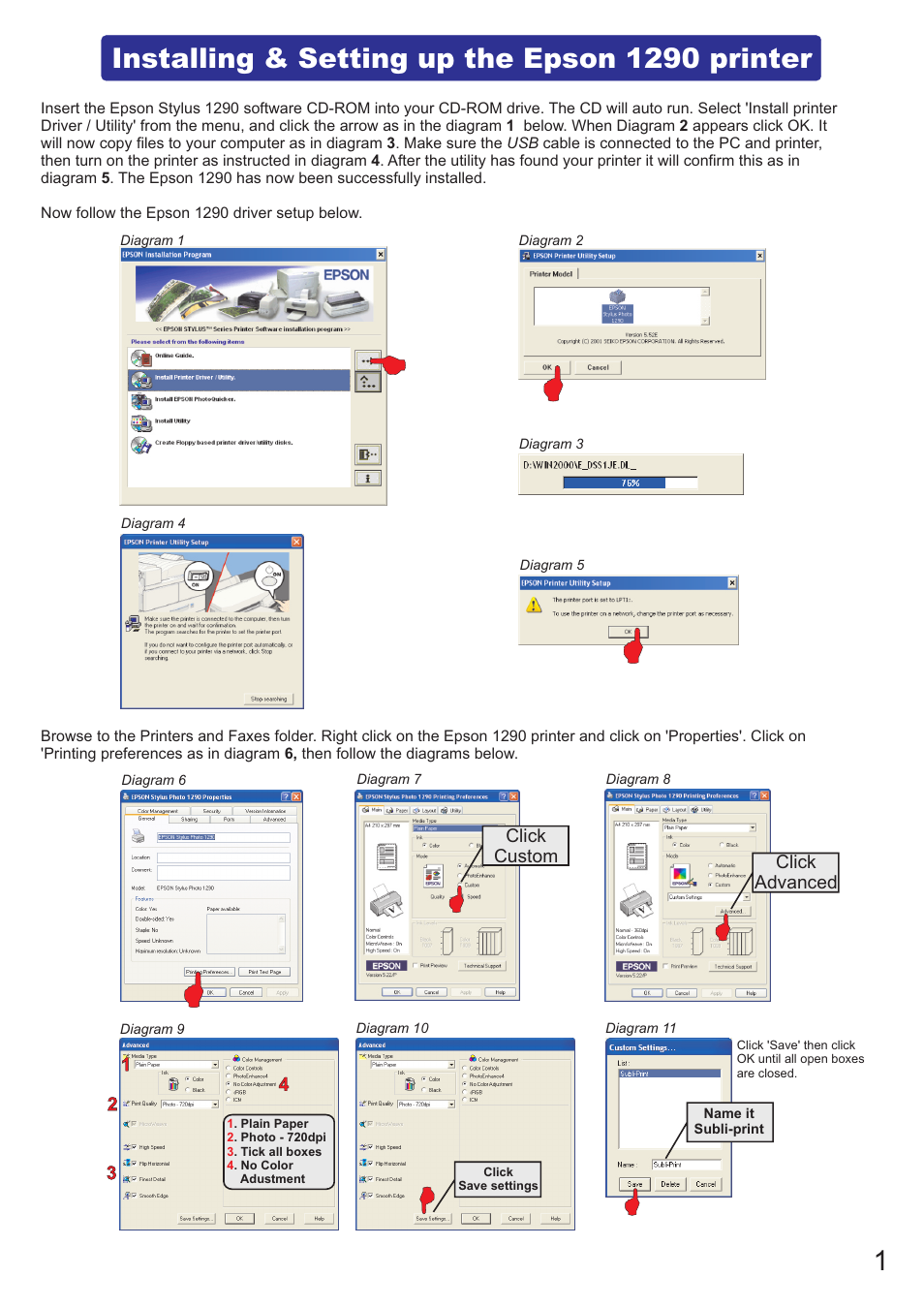 Xpres Subli-Print Epson 1290: CorelDRAW 10 onwards instructions User Manual | 3 pages