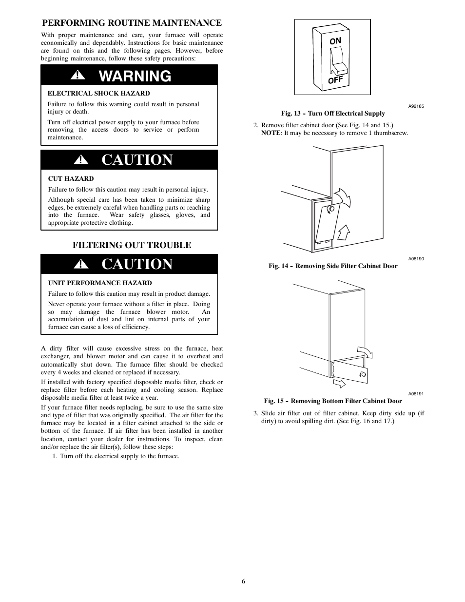 Warning, Caution | Bryant A10252 User Manual | Page 6 / 10