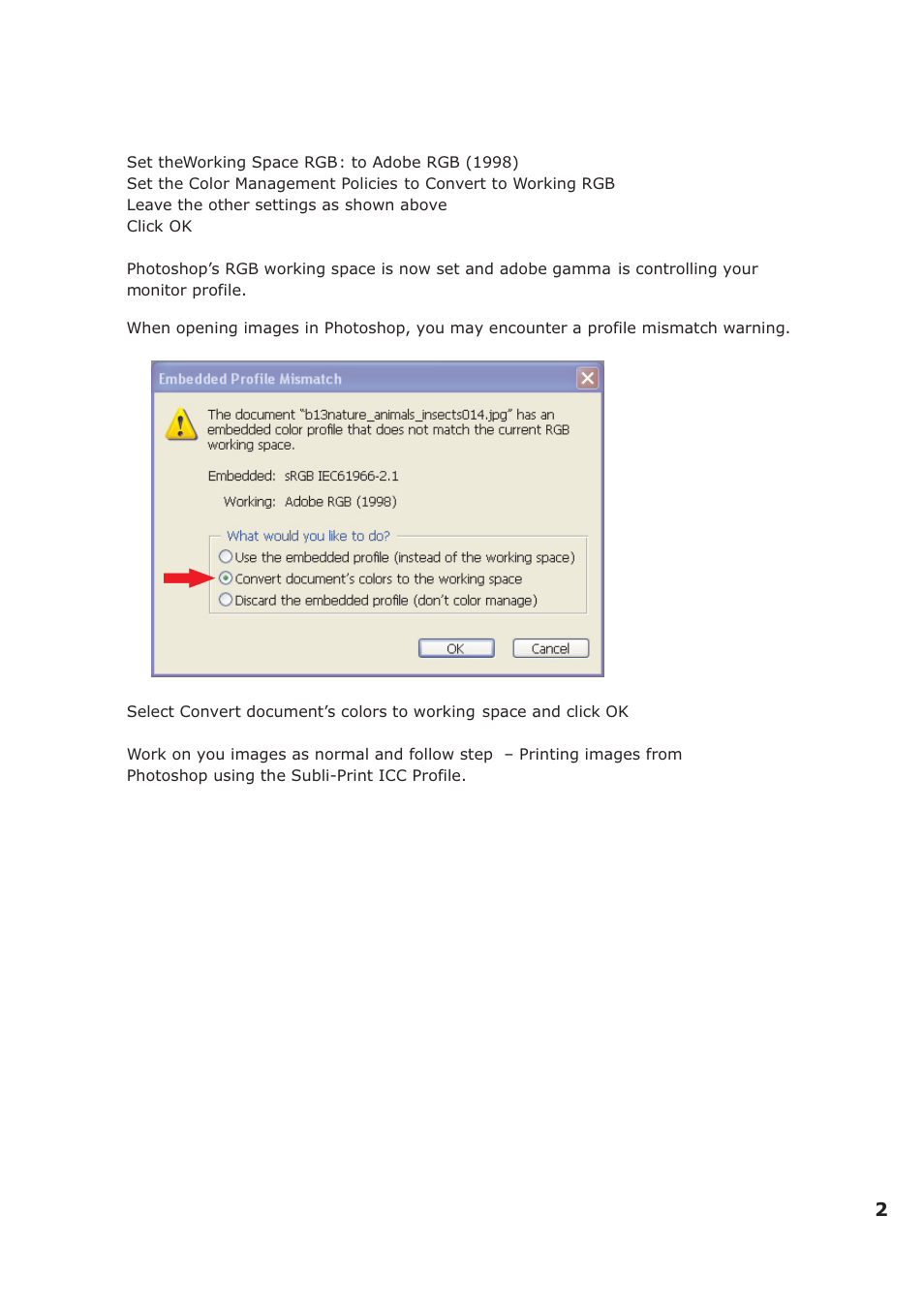 Xpres Subli-Print Epson 1290: Adobe Photoshop CS2 instructions (applicable for all other sublimation printers) User Manual | Page 2 / 4