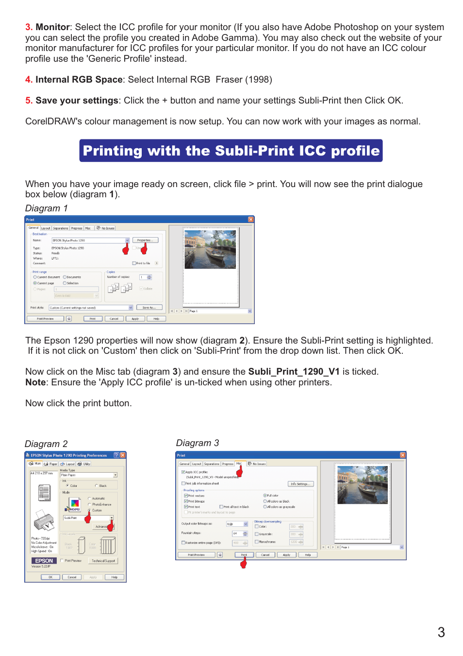 Printing with the subli-print icc profile | Xpres Subli-Print Epson 1290: Manual User Manual | Page 5 / 14