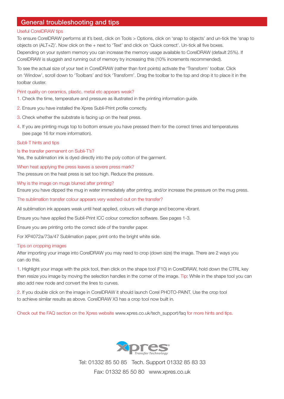 General troubleshooting and tips | Xpres Subli-Print Epson 1400: Manual User Manual | Page 9 / 9