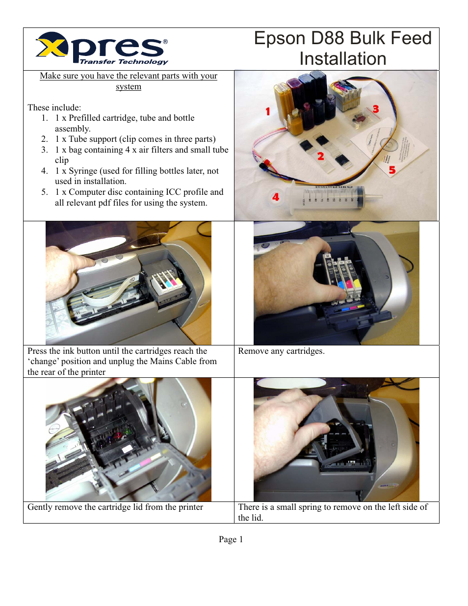 Xpres Subli-Print Epson D88: Bulk Feed instructions - Series 3 User Manual | 4 pages