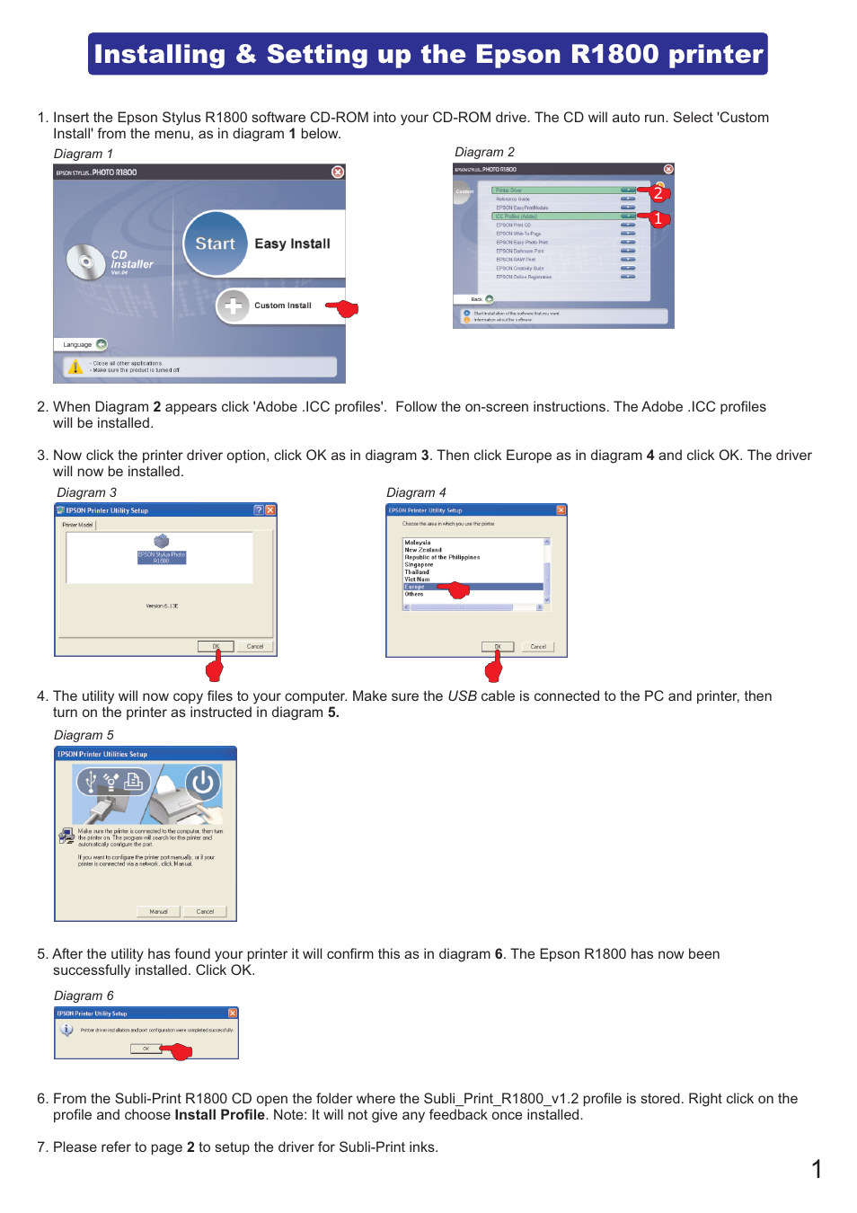 Installing & setting up the epson r1800 printer | Xpres Subli-Print Epson R1800: Manual User Manual | Page 3 / 19