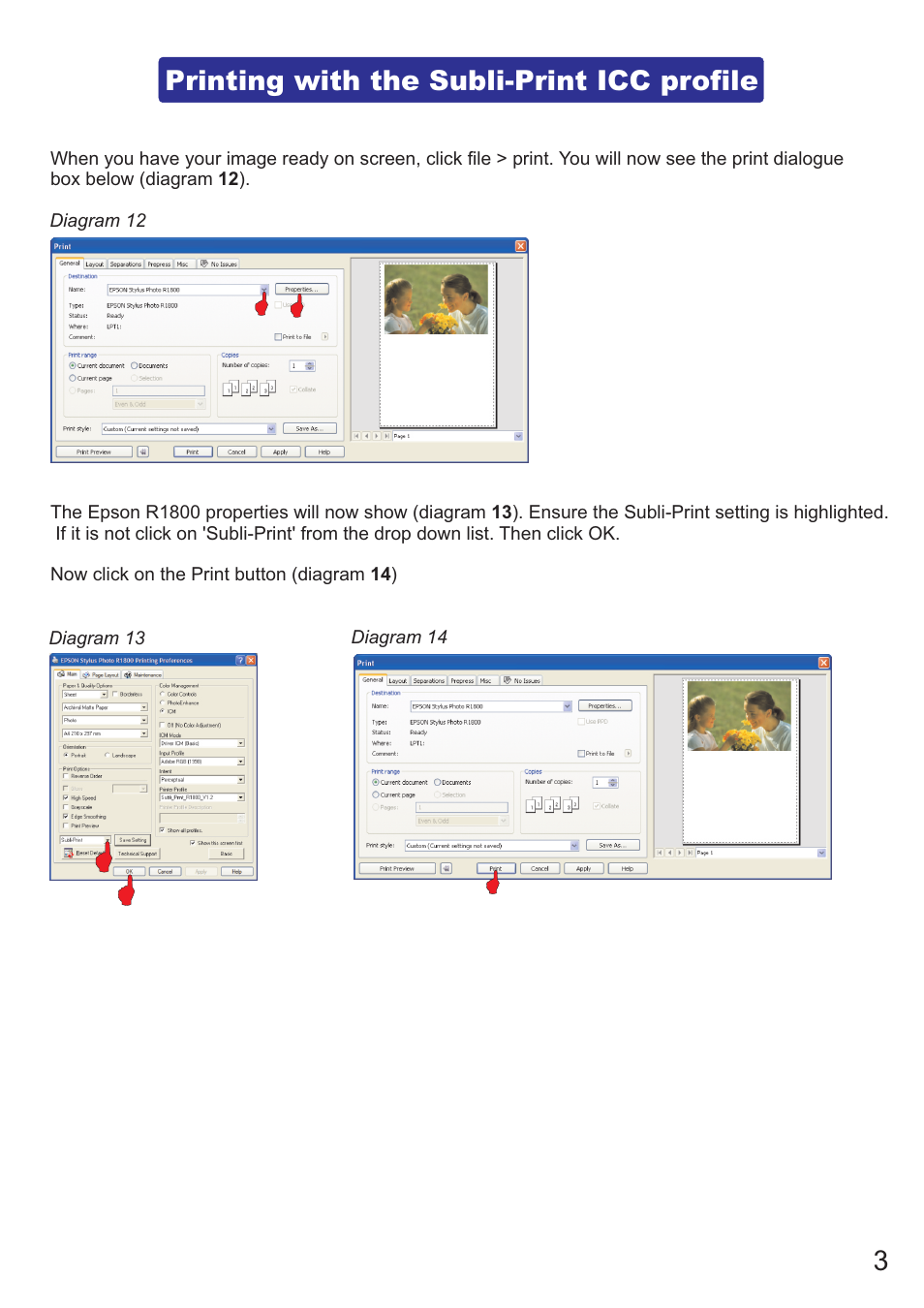 Printing with the subli-print icc profile | Xpres Subli-Print Epson R1800: Manual User Manual | Page 5 / 19