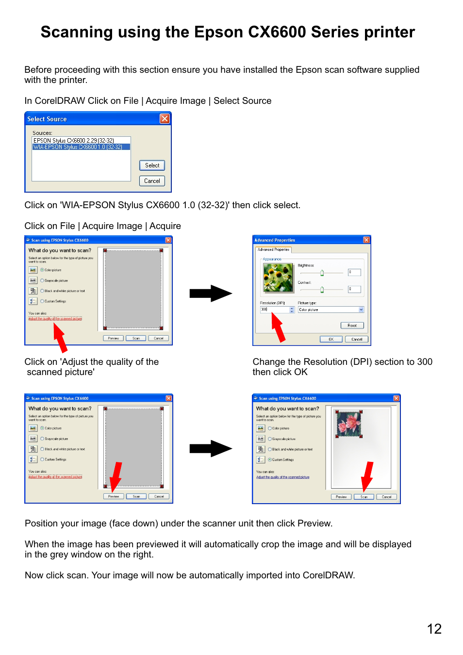 Scanning using the epson cx6600 series printer | Xpres Cut Plus: Ultragraphics Roland CX-24 system Manual User Manual | Page 14 / 15