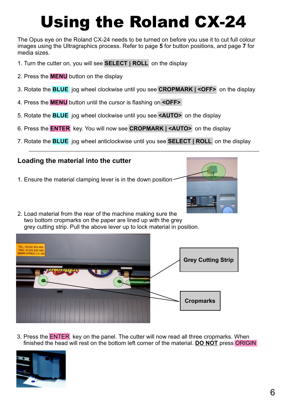 Using the roland cx-24 | Xpres Cut Plus: Ultragraphics Roland CX-24 system Manual User Manual | Page 8 / 15