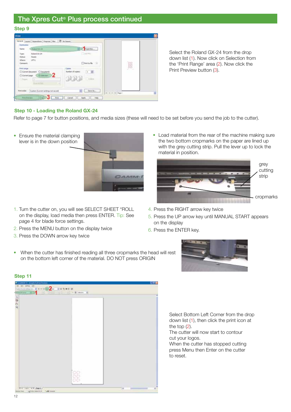 The xpres cut, Plus process continued | Xpres Cut Plus: Ultragraphics Roland GX-24 Manual User Manual | Page 12 / 16
