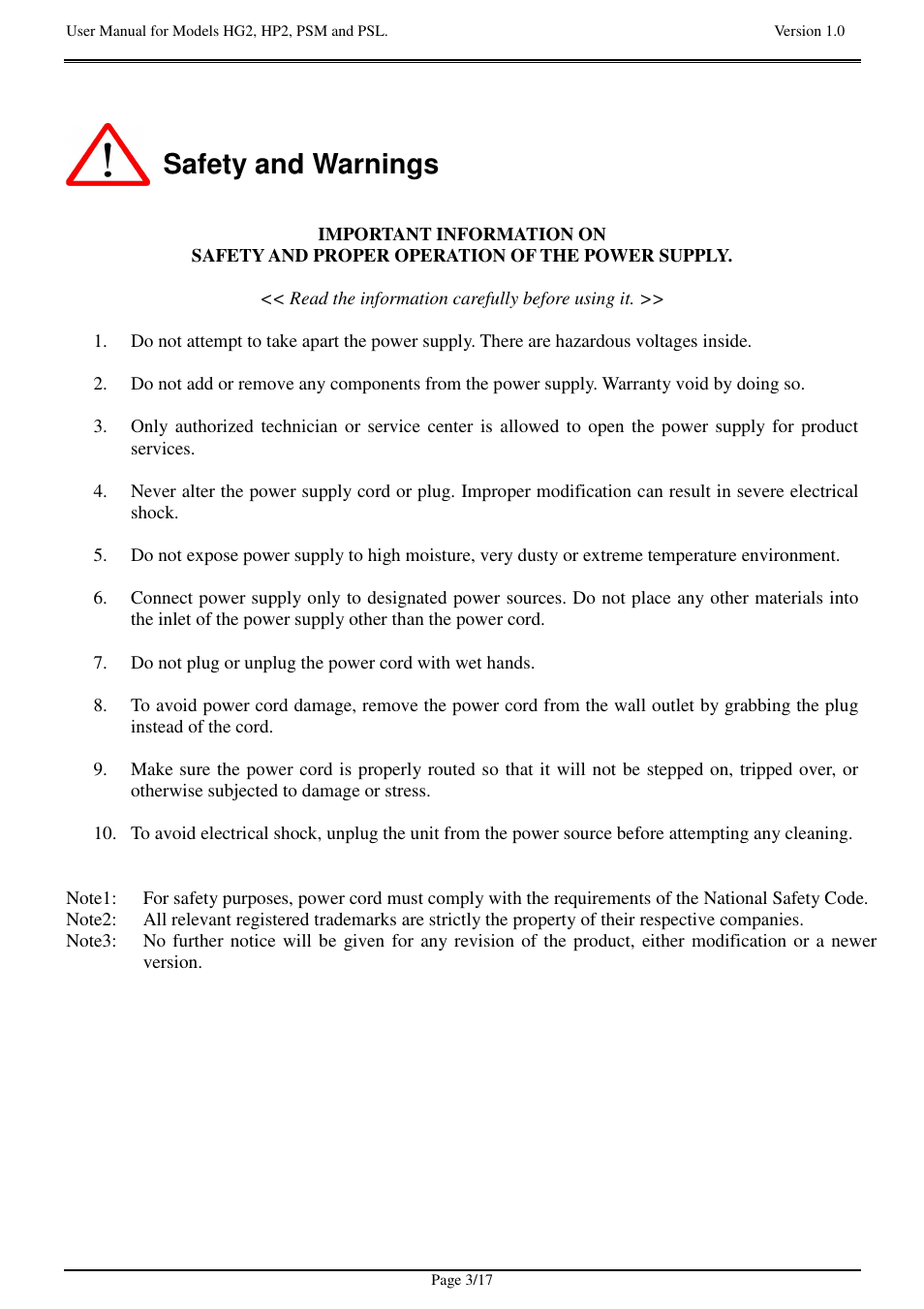 Safety and warnings | Zippy HG2-6400P User Manual | Page 3 / 17