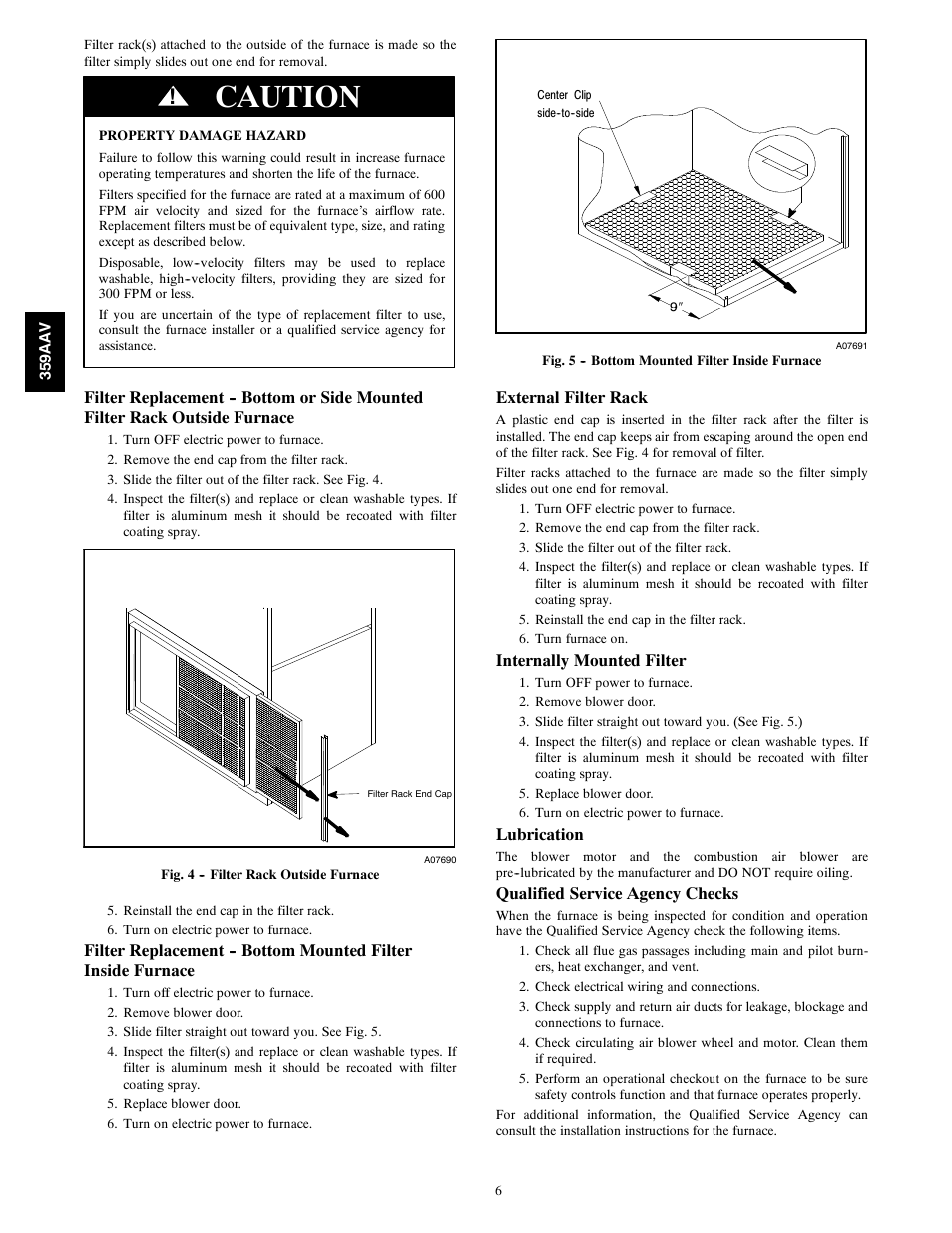 Caution | Bryant HIGH EFFICIENCY GAS FURNACE 359AAV User Manual | Page 6 / 8