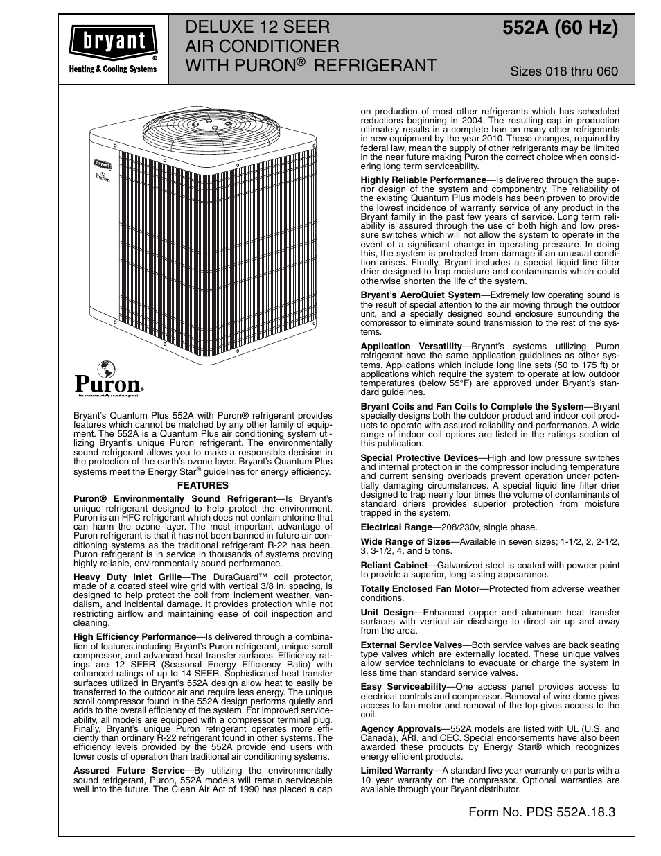 Bryant DE LUXE 12 SEER 552A User Manual | 36 pages