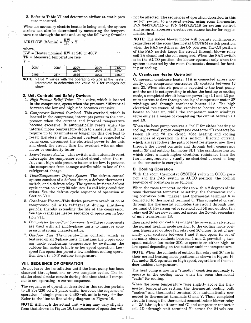 D. unit controls and safety devices, Vili. sequence of operation, A. crankcase heater operation | B. cooling operation | Bryant 542E User Manual | Page 11 / 16