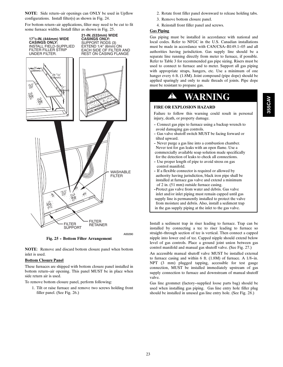 Warning | Bryant SERIES A 355CAV User Manual | Page 23 / 62