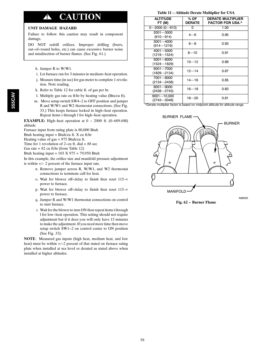 Caution | Bryant SERIES A 355CAV User Manual | Page 58 / 62