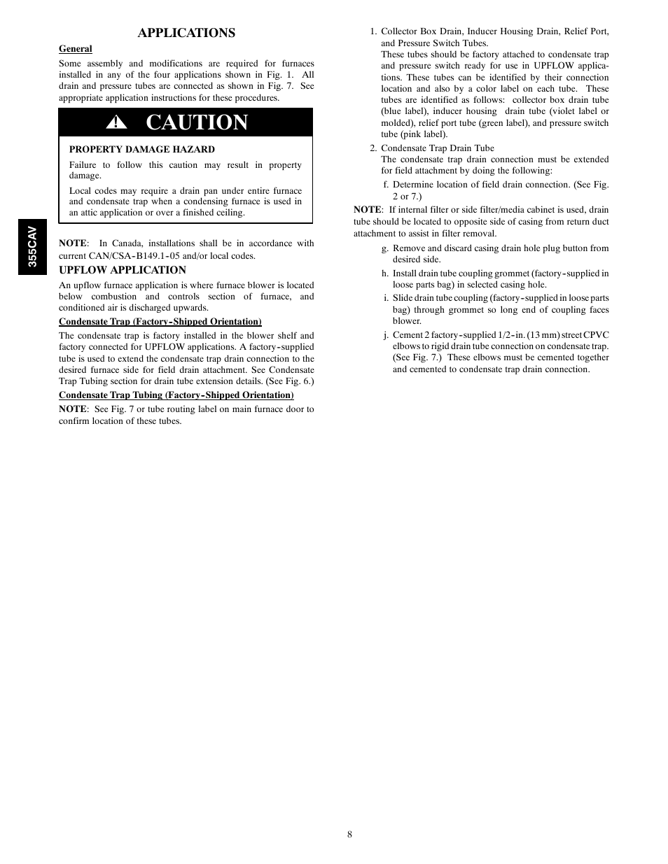 Caution, Applications | Bryant SERIES A 355CAV User Manual | Page 8 / 62