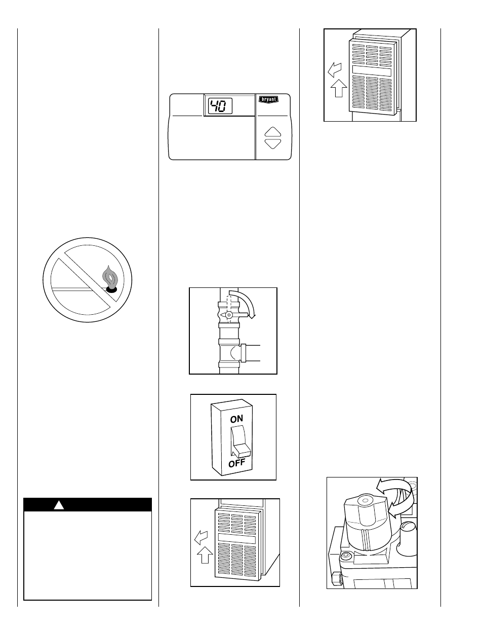 Starting your furnace, Steps for starting your furnace, Warning | Bryant 373LAV  EN User Manual | Page 4 / 12